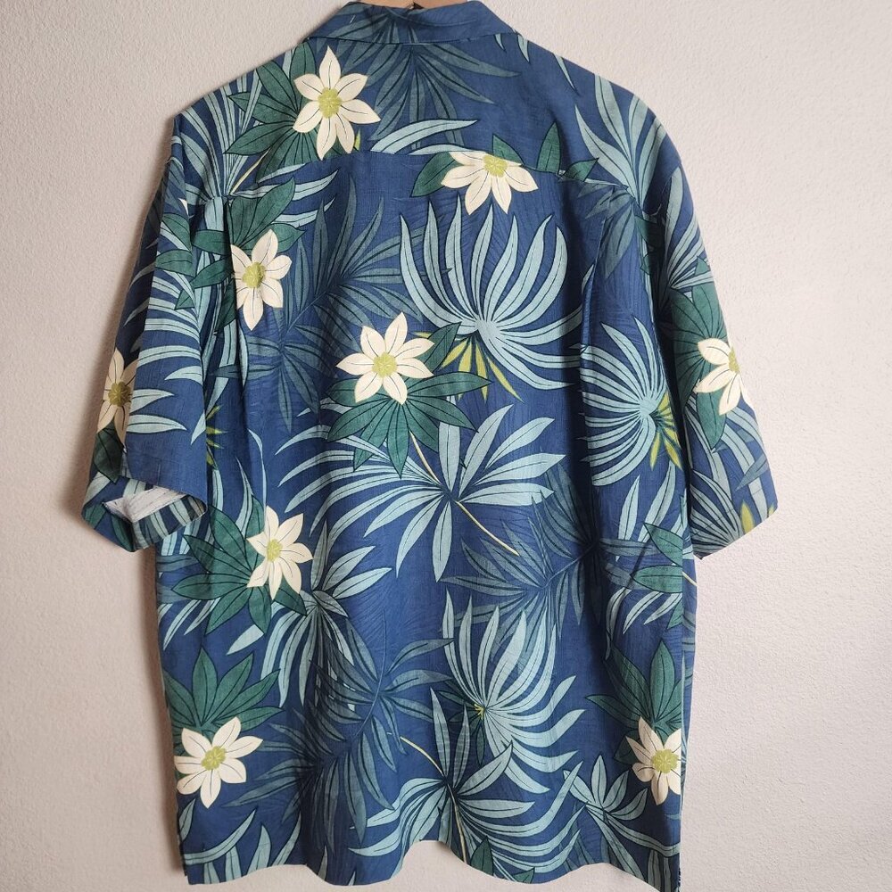 Tommy Bahama Shirt Mens Large Blue Silk Hawaiian Camp Floral Short Sleeve Relax - Picture 9 of 11
